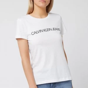 Image of Calvin Klein Jeans Womens Institutional Logo Slim Fit T-Shirt - Bright White - L