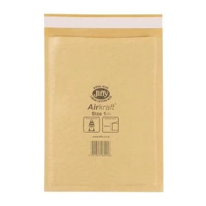 image of Jiffy Airkraft Size 1 Postal Bags Bubble lined Peel and Seal 170x245mm Gold 1 x Pack of 100 Bags