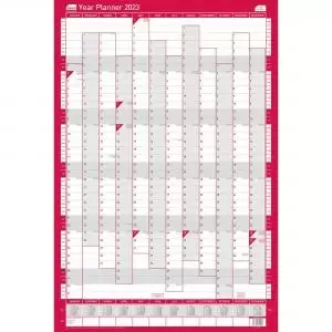 image of Sasco 2023 Year Planner Portrait Unmounted with Pen Kit 915x610mm Red