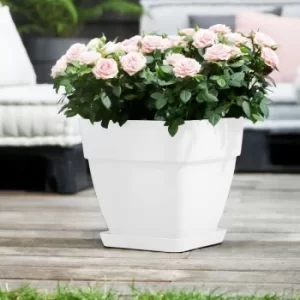 image of Flowerpot Cachepot Garden Planter Box Outdoor Plant Pot Modern Design Plastic White Round Square Rectangular eckig/15 Liter (de)