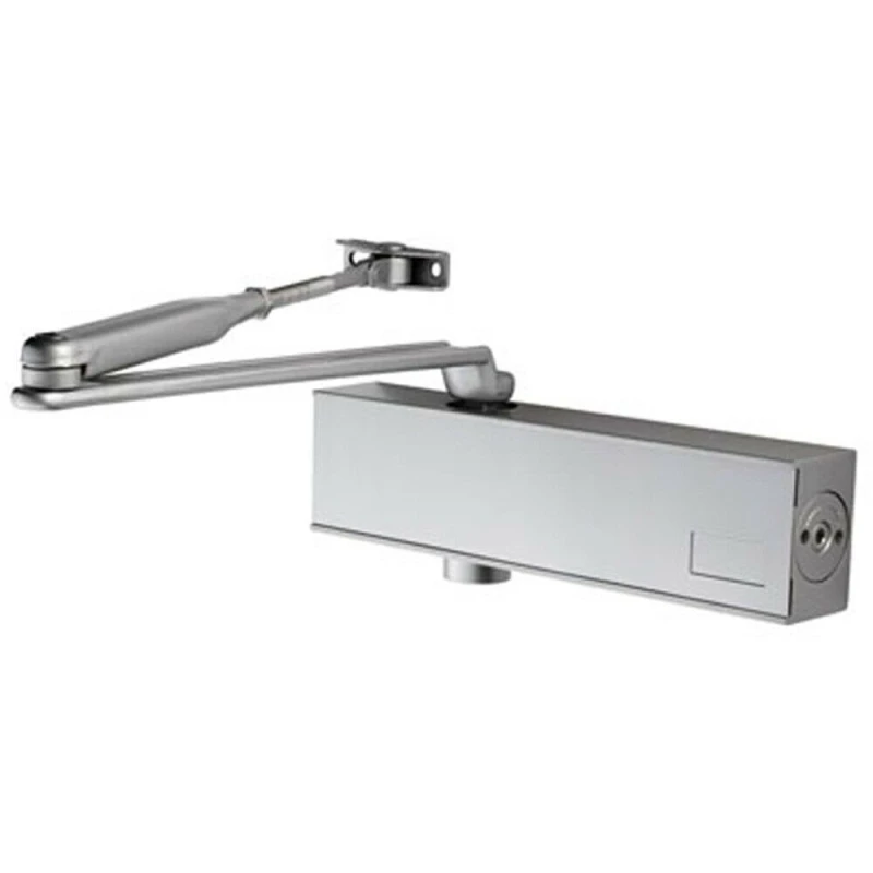 Image of Loops Heavy Duty Overhead Door Closer with Backcheck Variable Power Size 2 6 Silver Metallics