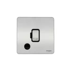 Image of Schneider USFP 13A Unswitched Fused Spur & Flex Outlet Black Insert Stainless Steel - GU5403BSS