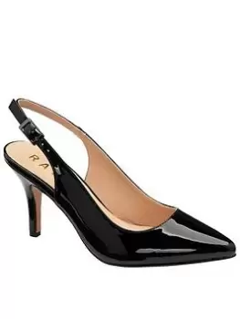 image of Ravel Kavan Black Patent Heeled Slingback Shoe, Black, Size 4, Women