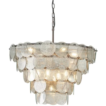 image of Merano Trapani 9 Light Ceiling Pendant Antique Silver Paint & Mercury Glass