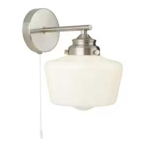Image of Searchlight School House - 1 Light Wall Light Satin Silver, White IP44, E27