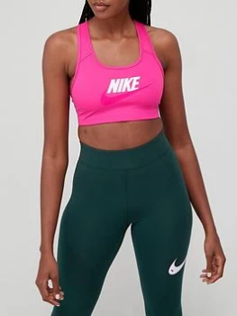 Image of Nike Medium Control Swoosh Futura Bra - Bright Pink, Bright Pink Size M Women