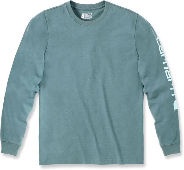 Image of Carhartt Logo Longsleeve, turquoise, Size 2XL