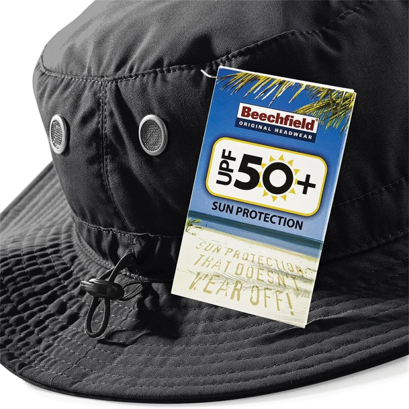 Image of Beechfield Beechfield Men Summer Cargo Bucket Hat Headwear (UPF50 Protection) in Black One Size Male 5054171856695