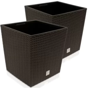 Image of Planter Rato Low 2Pcs Brown 39x39x40.5cm