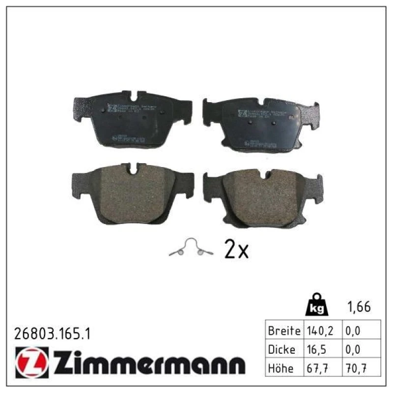 Image of ZIMMERMANN Brake pad set ZIMMERMANN 26803.165.1
