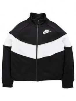 Image of Nike Sportswear Girls Heritage Colour Block Full Zip Jacket - Black/Grey Size M 10-12 Years, Women