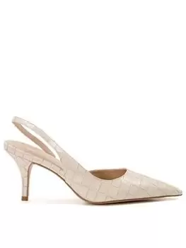 Dune London Century Sling Back Leather Court Shoes - Ecru, Beige, Size 4, Women