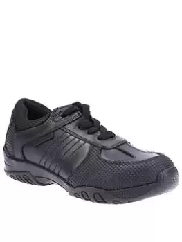 Image of Hush Puppies Boys Jezza Lace Back To School Shoes - Black, Size 1 Older
