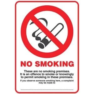 image of Stewart Superior SCP002PP A4 PVC Sign No Smoking Compliant SCP002PP