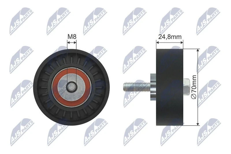 Image of NTY Deflection / guide pulley, V-ribbed belt NTY RNK-ME-002