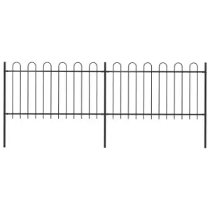 image of Vidaxl Garden Fence With Hoop Top Steel 3.4X1 M Black