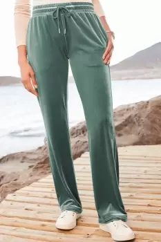 image of Pull-On Velour Straight Leg Trousers 27" (68.5cm) inside leg