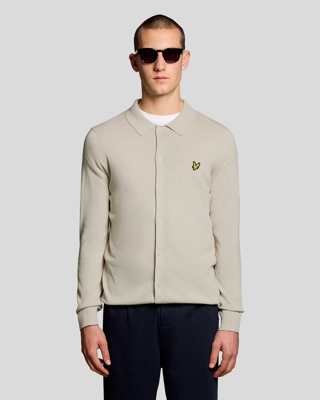 Image of Lyle & Scott Mens Cotton Knitted Shirt in Grey