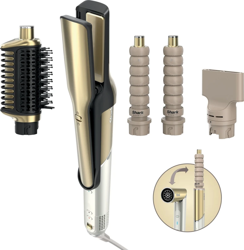 Image of SHARK HD6041SUK Glam Waves & Straight Multi-Styler - Gold 622356360098
