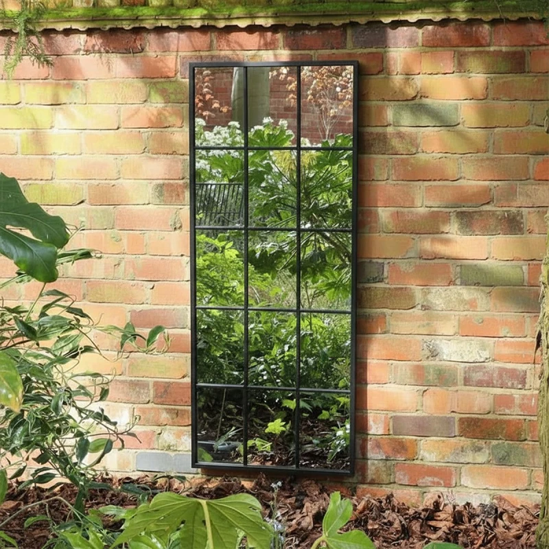 Image of Melody Maison Extra Large Matt Black Window Mirror 144cm X 59cm Black