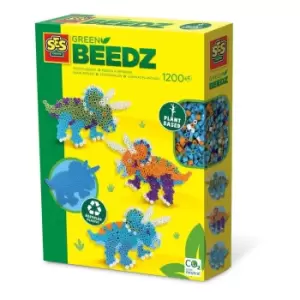 Image of Beedz Triceratops Dino Green 1200 Iron-on Beads Mosaic Art Kit