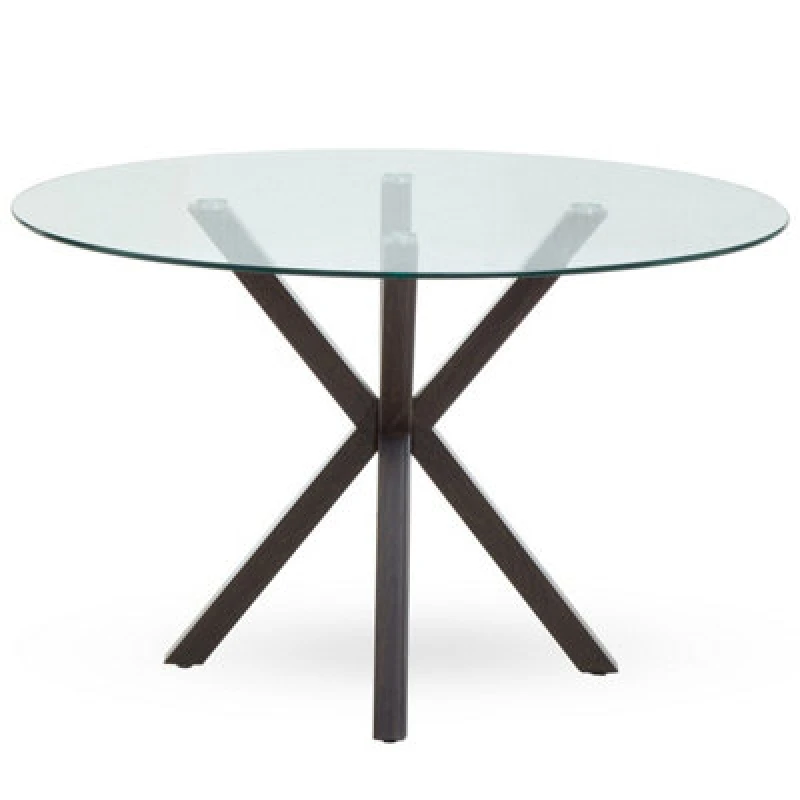 Image of Orsina Elegant Dining Table With Black Wood Effect Metal Legs, Stylish Small Table, Sturdy Kitchen Table For Dinner