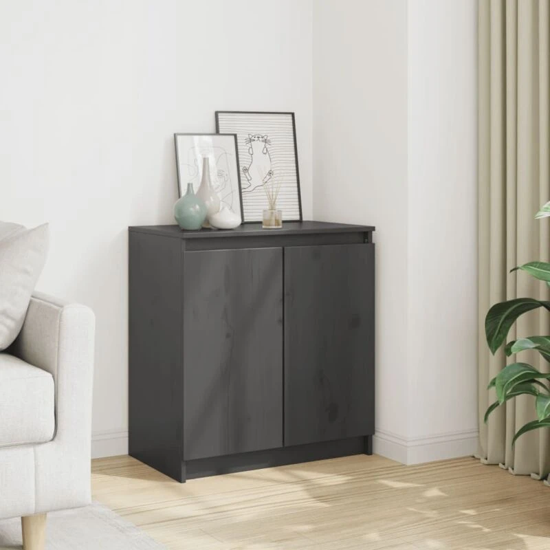 Image of VIDAXL Side Cabinet Grey 60x36x65cm Solid Pinewood Vidaxl 8720286608005