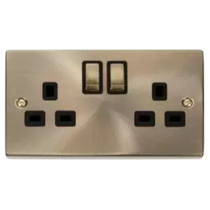 Image of Click Scolmore Deco Ingot 2 Gang 13A 2 Pole Switched Socket - VPAB536BK