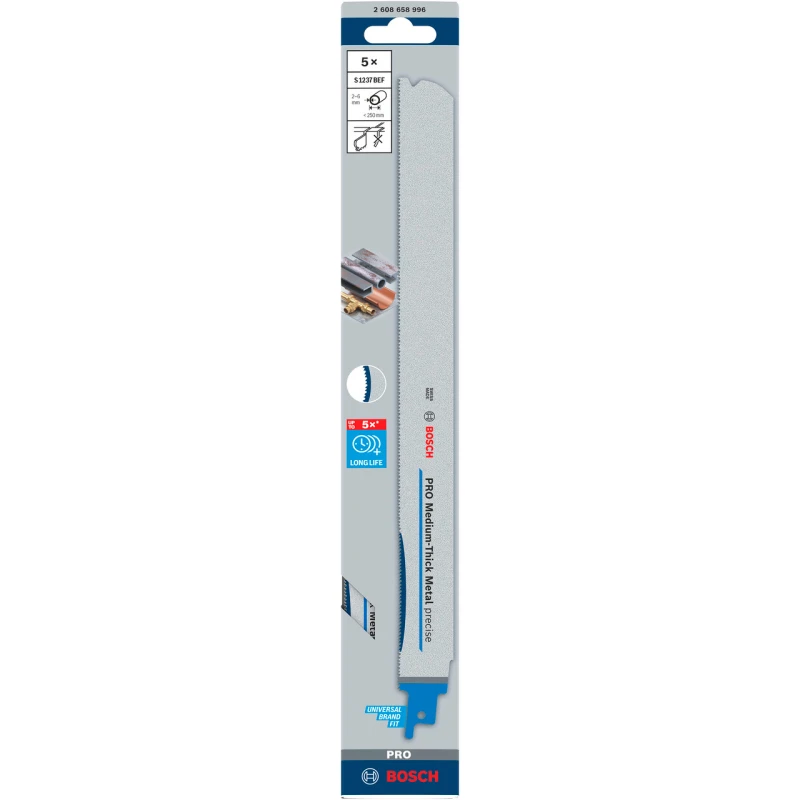 Image of Bosch PRO S1237BEF Medium Thick Metal Reciprocating Saw Blade 2608658996 Qty: Pack of 5
