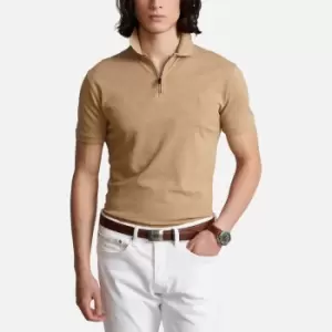Image of Polo Ralph Lauren Mens Custom Slim Fit Stretch Mesh Polo Shirt - Luxury Tan Heather - M