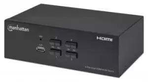 image of Manhattan HDMI KVM Switch 4-Port, 4K@30Hz, USB-A/3.5mm Audio/Mic...