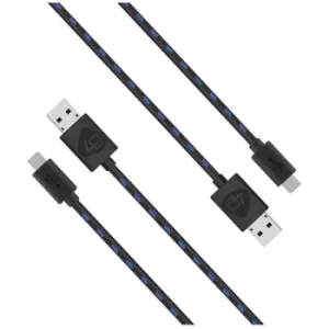 image of 4Gamers PS4 Twin 2 x 2m Micro USB Play & Charge Cables (PS4)