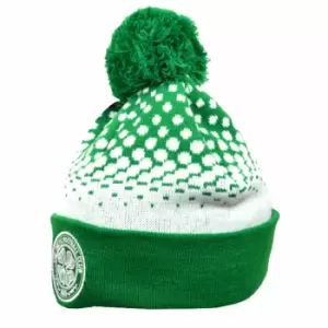 image of Celtic FC Adults Unisex Official Cuff Bobble Knitted Hat (One Size) (Green/White)