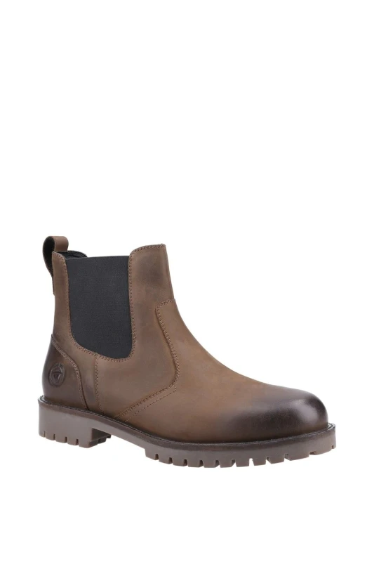 Image of Cotswold Mens Bodicote Leather Slip On Chelsea Ankle Boots UK Size 7 (EU 41) BROWN COT757-BROWN-7