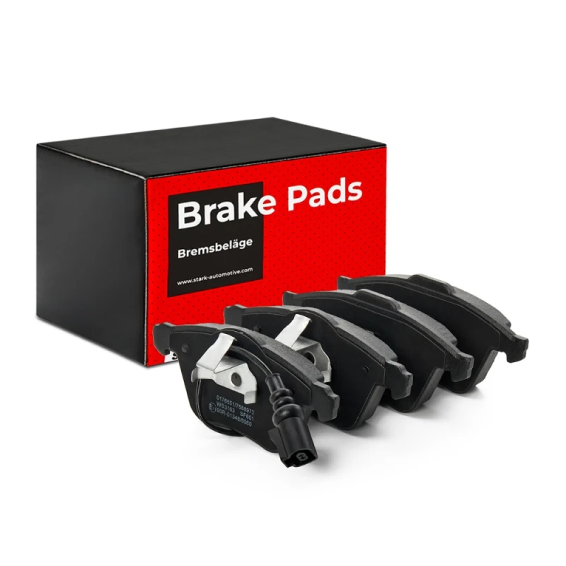Image of STARK SKBP-0010289 Brake pad set Front Axle, with integrated wear sensor, with piston clip Low-Metallic Brake Pad Set,disc brake (402)