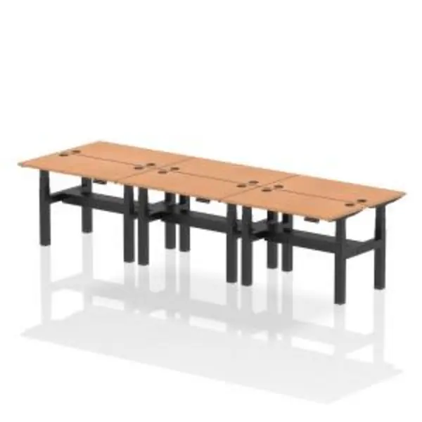 Image of Air Back-to-Back 1200 x 600mm Height Adjustable 6 Person Bench Desk DYNHA01620