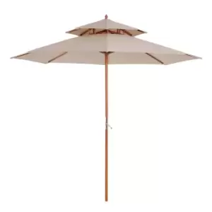 image of Outsunny Garden Wood Patio Parasol Sun Shade Outdoor Umbrella Canopy Beige