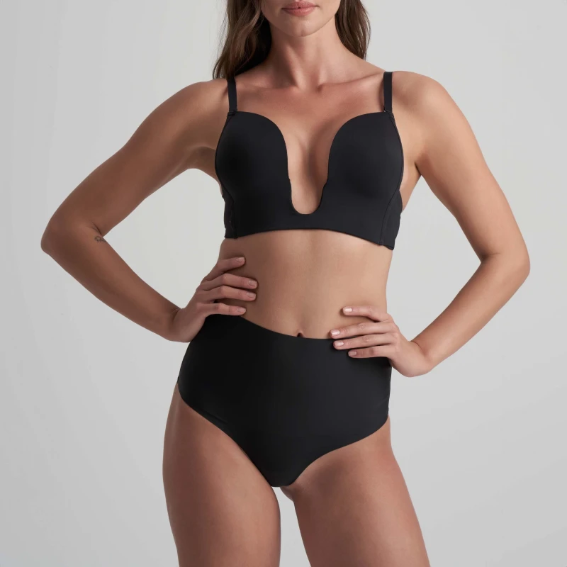 Image of Bye Bra Super Waist Control Shapewear Thong Black female S (8)