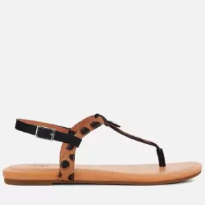 Image of UGG Womens Madeena Leather Toe Post Sandals - Light Butterscotch - UK 5