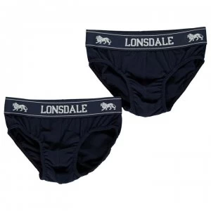 image of Lonsdale 2 Pack Briefs Junior Boys - Navy/White