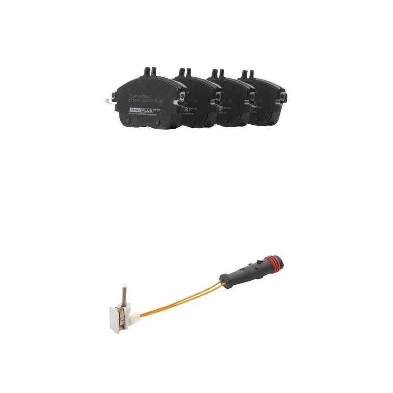 Image of RIDEX PLUS 402B1806P Brake pad set Front Axle, incl. wear warning contact, with bolts/screws Brake Pad Set,disc brake (402)