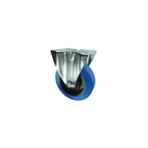 Image of Fixed Plate 160MM Blue Rubber Tyre