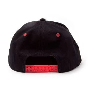 image of God Of War - 3D Embroidered Logo Unisex Dual Pop-Lock Fitting Strap Cap - Black/Red