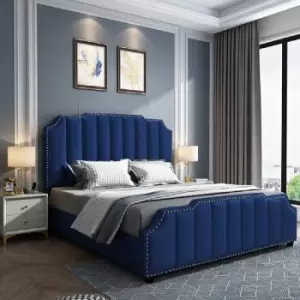Image of Arnold Bed Double Plush Velvet Blue