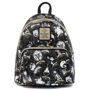 Image of Loungefly Disney The Nightmare Before Christmas Tarot Card AOP Mini Backpack