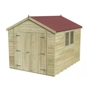 image of Forest Garden Timberdale 10X8 Apex Pressure Treated Tongue & Groove Solid Wood Shed With Floor (Base Included) - Assembly Service Included