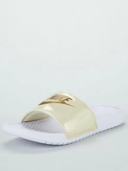 Image of Nike Benassi Jdi Print Slider WhiteGold Size 8 Women