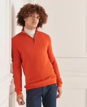Image of Superdry Mens Studios Merino Henley Jumper Orange / Pureed Pumpkin Marl - Size: Xxl