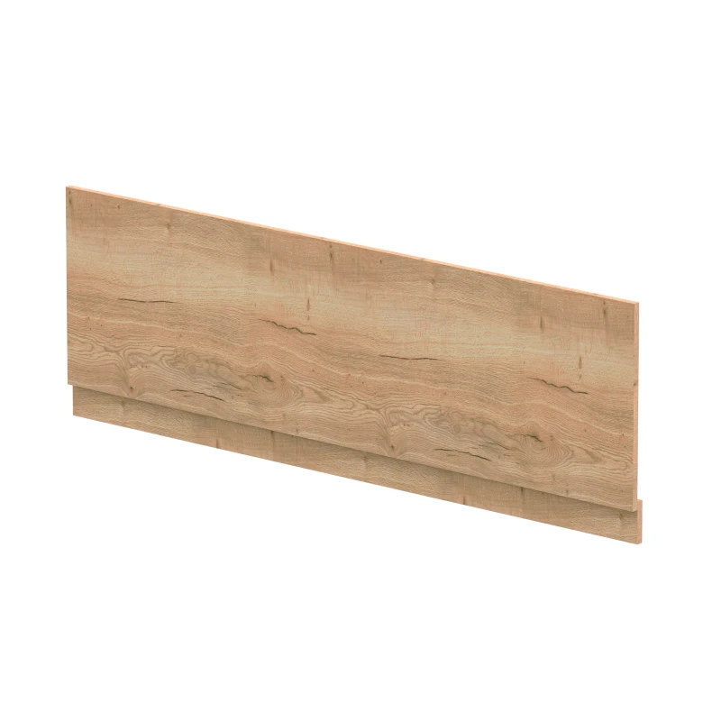 Image of Balterley Edge/Power Straight Front Bath Panel & Plinth, 1700mm - Textured Woodgrain Autumn Oak - Balterley Brown