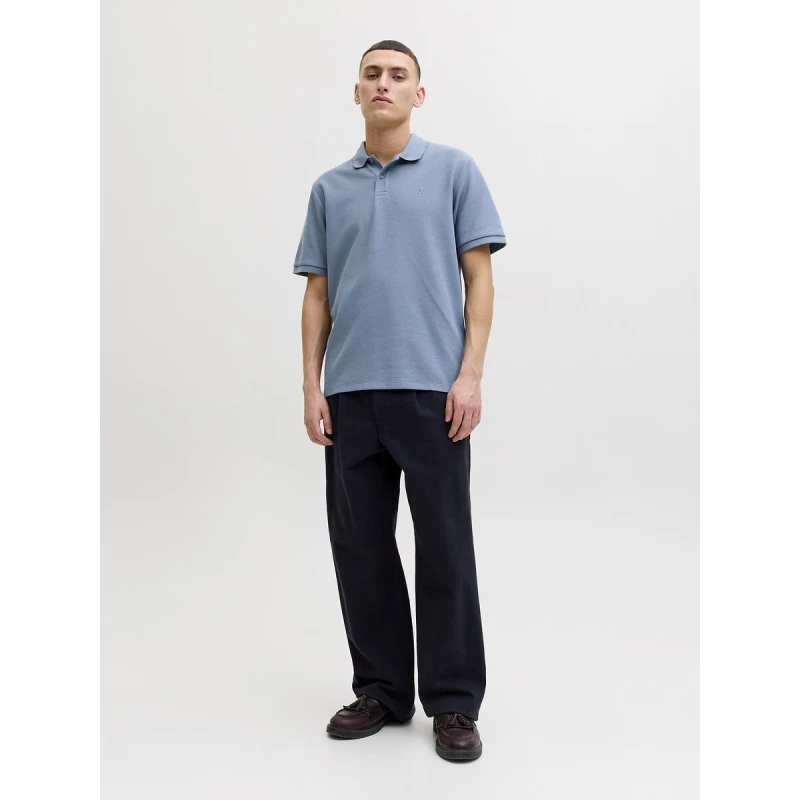 Image of jack & jones Austin Short Sleeve Polo Shirt blue Polyester M